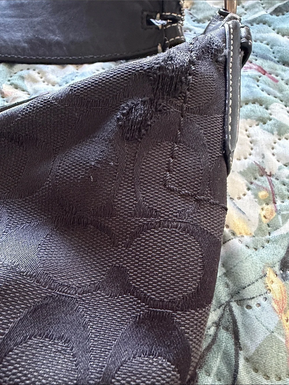 Coach Black Signature Hobo Shoulder Bag
